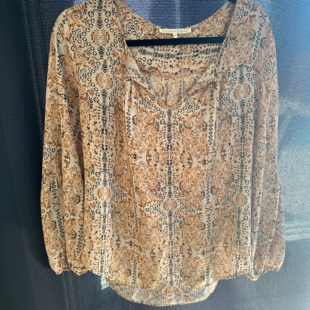 Violet & Claire Tan Brown Relaxed Blouse